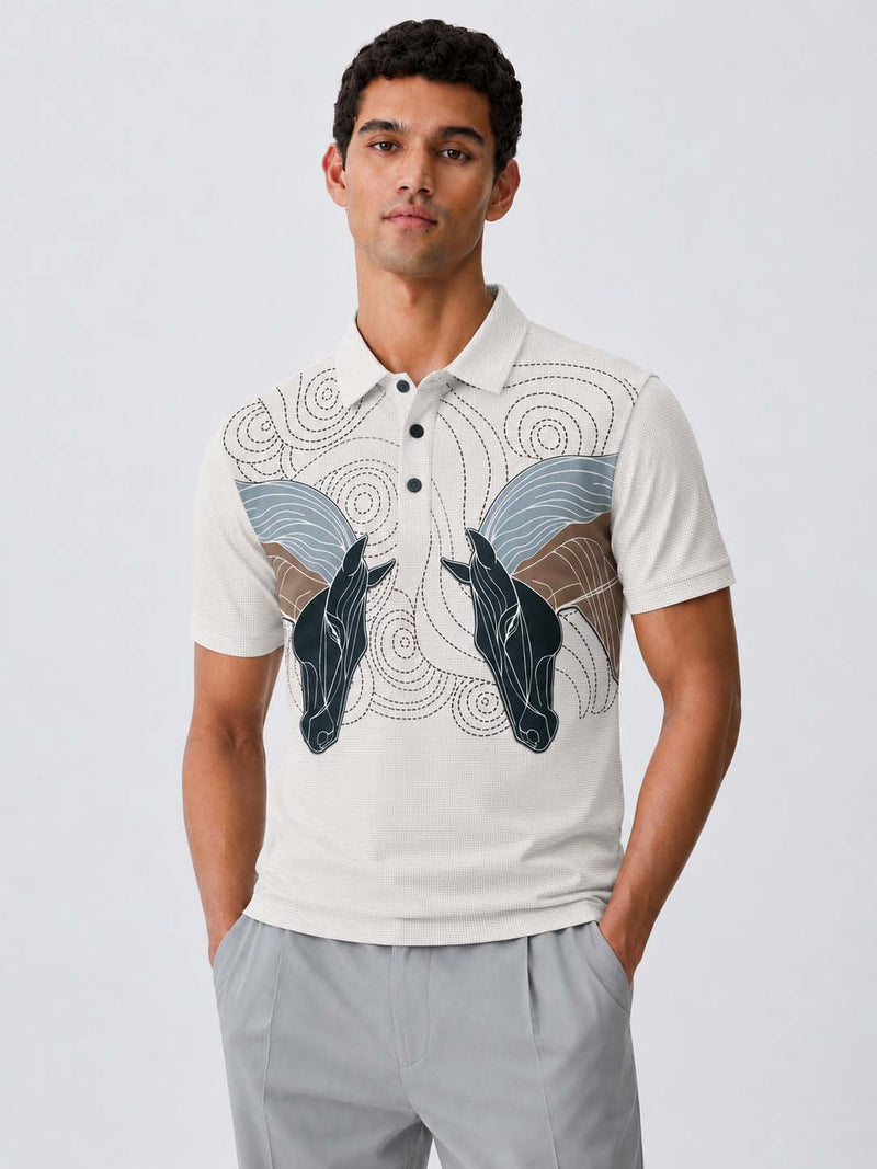 Men's Premium Abstract Horse Artwork Polo T-Shirt