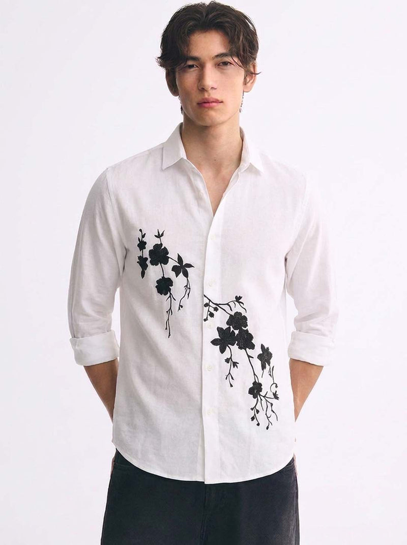 Men’s Premium Floral Embroidered Shirt