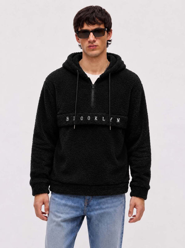 Men’s Premium Casual Full Sleeve Fleece Hooded Half-Zip Pullover Hoodie
