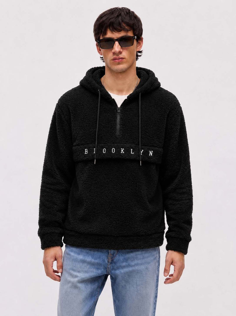 Men’s Premium Casual Full Sleeve Fleece Hooded Half-Zip Pullover Hoodie