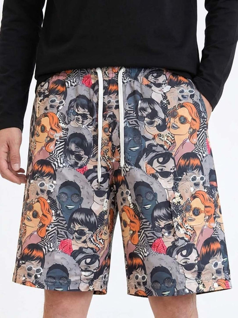 Men's Premium Multicolor Printed Jacquard Drawstring Shorts