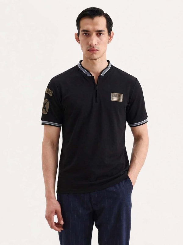 Men’s Premium Half-Zip Mandarin Collar Polo T-Shirt