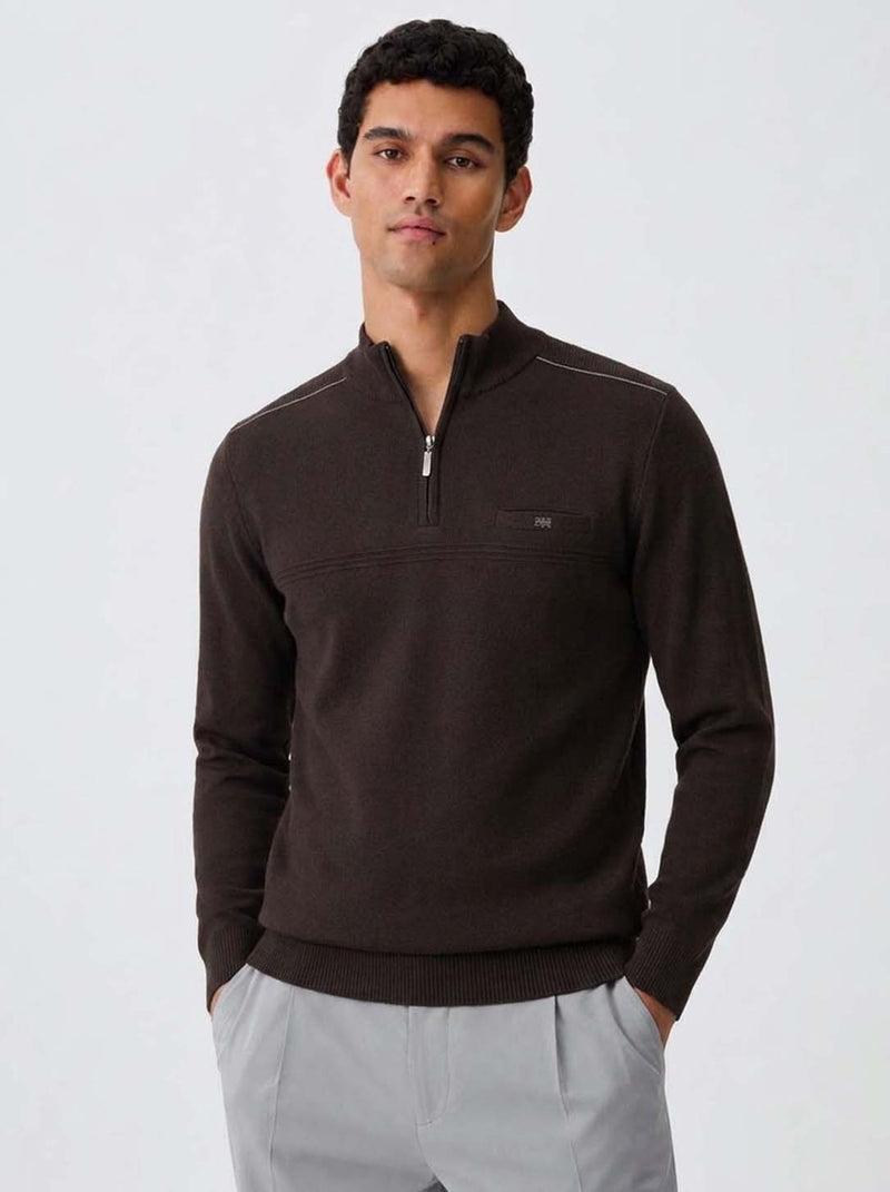 Men's Premium Half-Zip High Neck Knit T-shirt