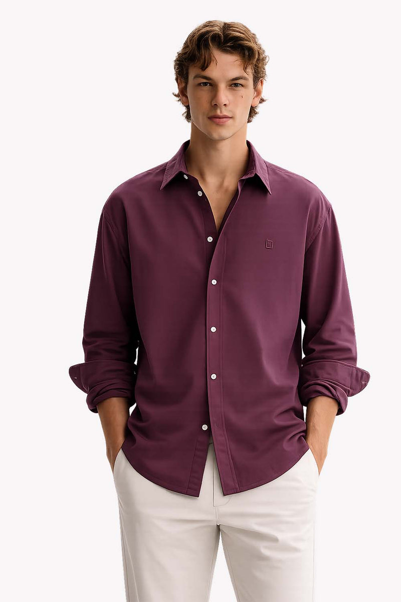 Men’s Premium Cotton Solid Casual Button-Down Shirt