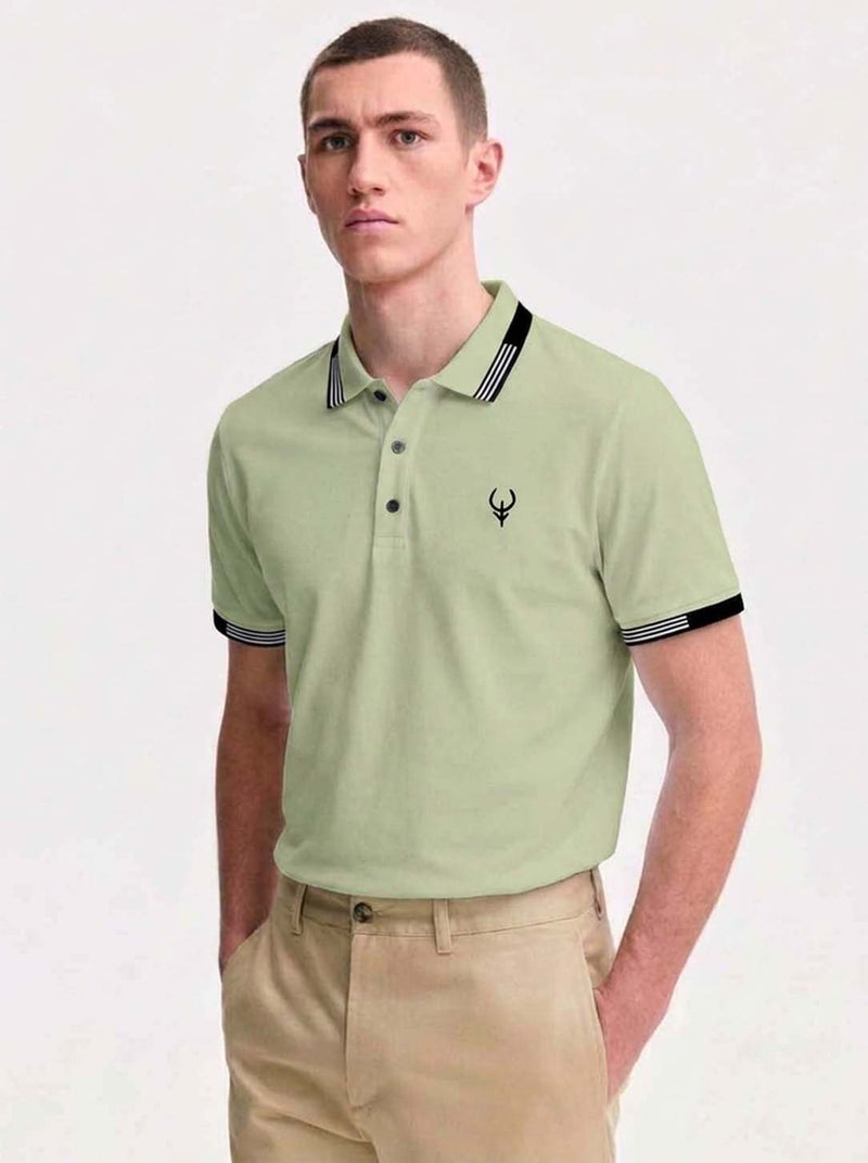 Men’s Premium Contrast Stripe Collar Polo T-Shirt