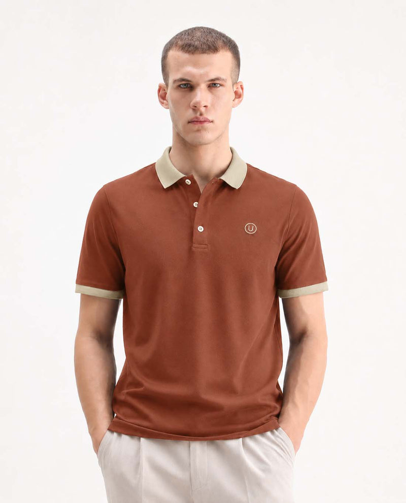 Men’s Premium Cotton Polo with Contrast Grey Collar T-shirt