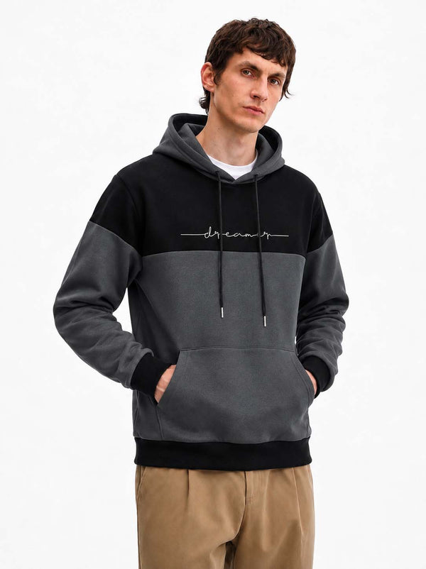 Men’s Premium Color Block Casual Fleece Pullover Hoodie