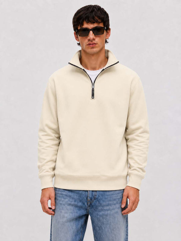 Men’s Premium Casual Full Sleeve Half-Zip Stand Collar Sweatshirt