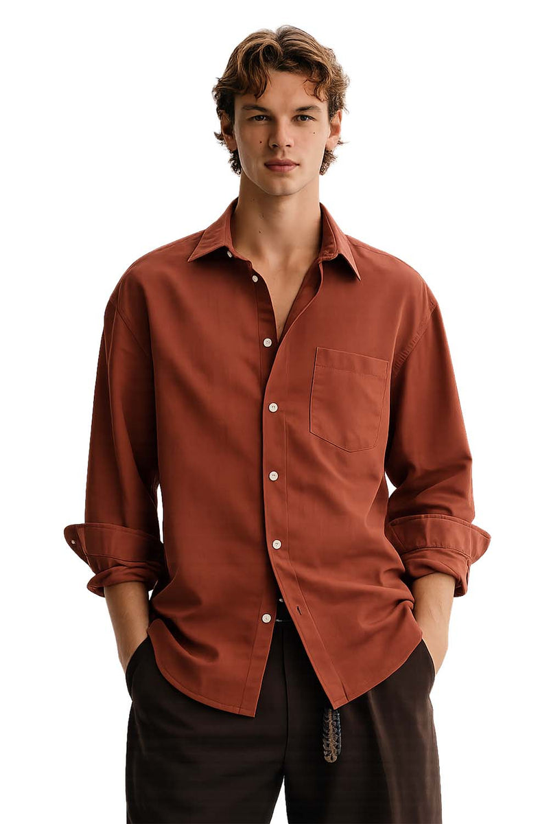 Men’s Premium Cotton Solid Casual Button-Down Shirt