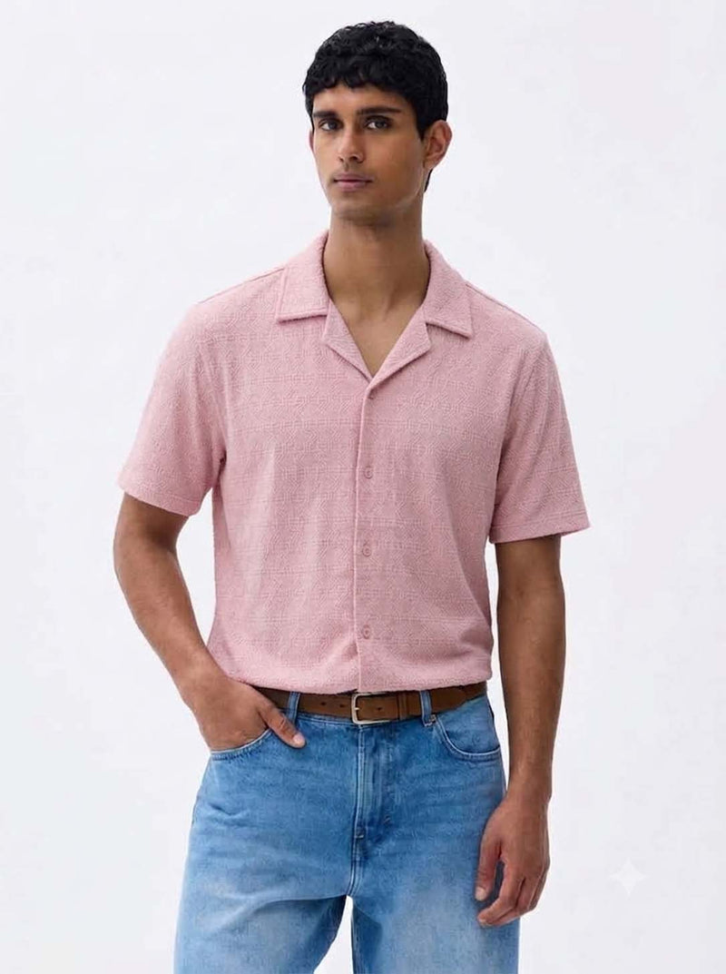 Men's Premium Textured Cuban Collar Shirt