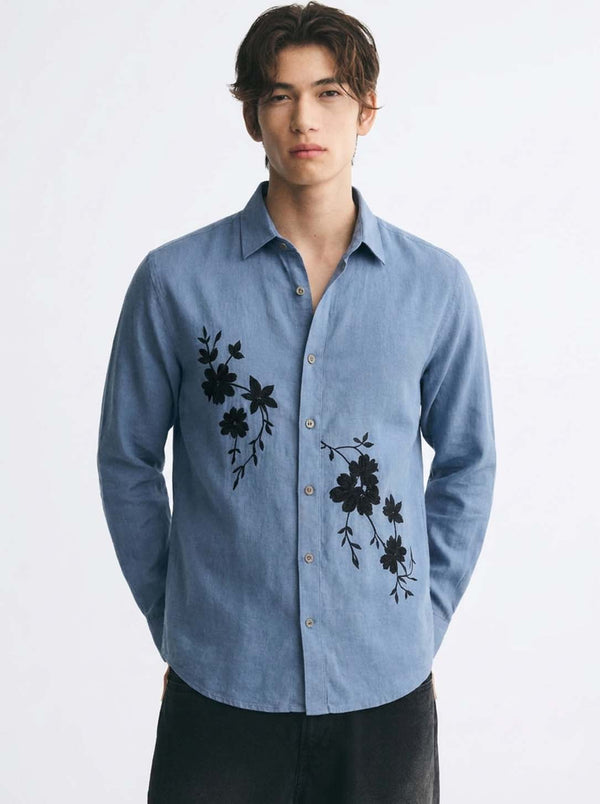 Men’s Premium Floral Embroidered Shirt