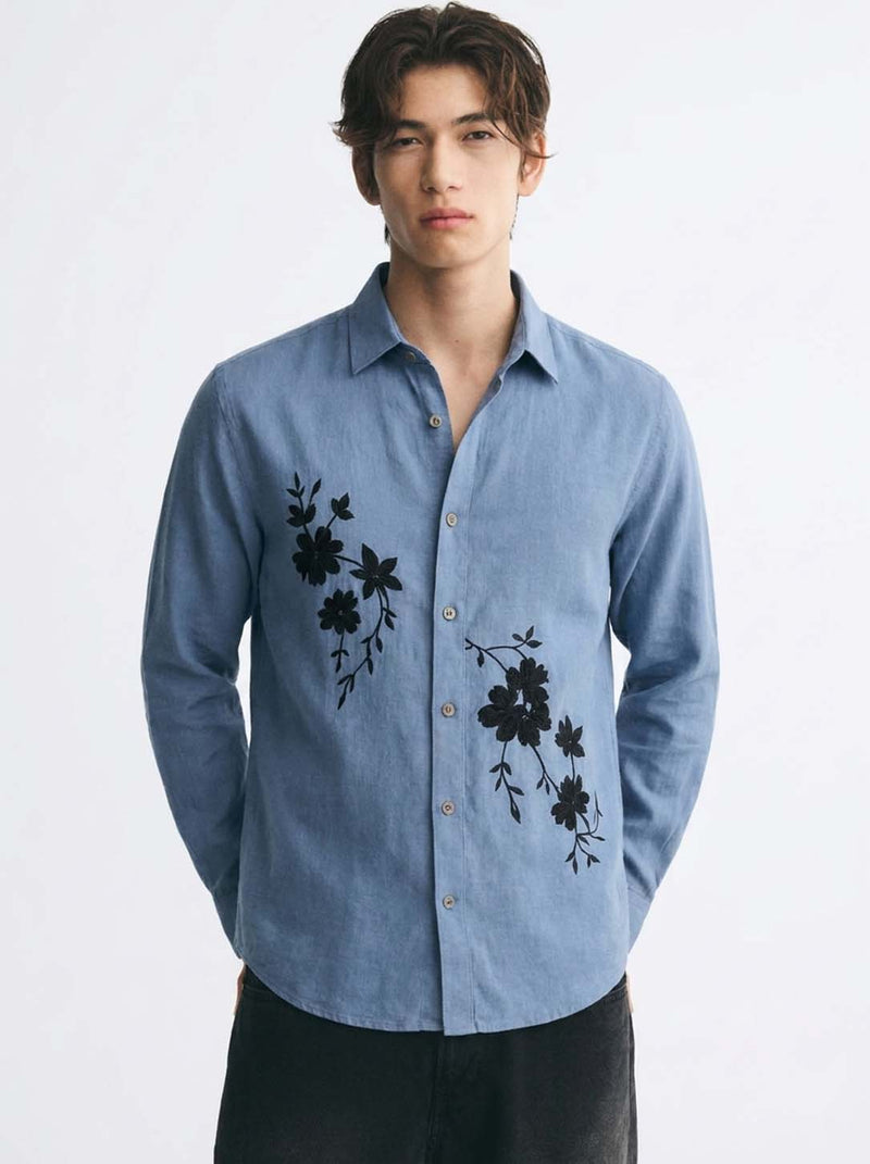 Men’s Premium Floral Embroidered Shirt