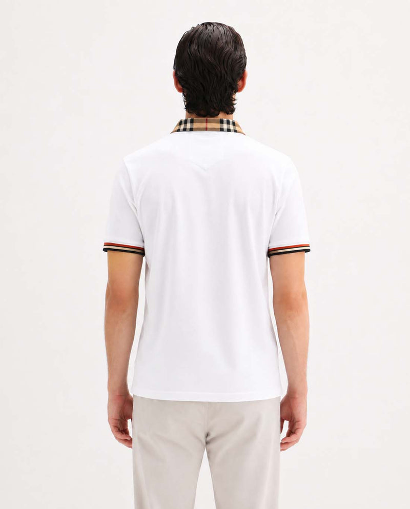 Men’s Premium Cotton Polo Shirt with Contrast Plaid Collar T-shirt