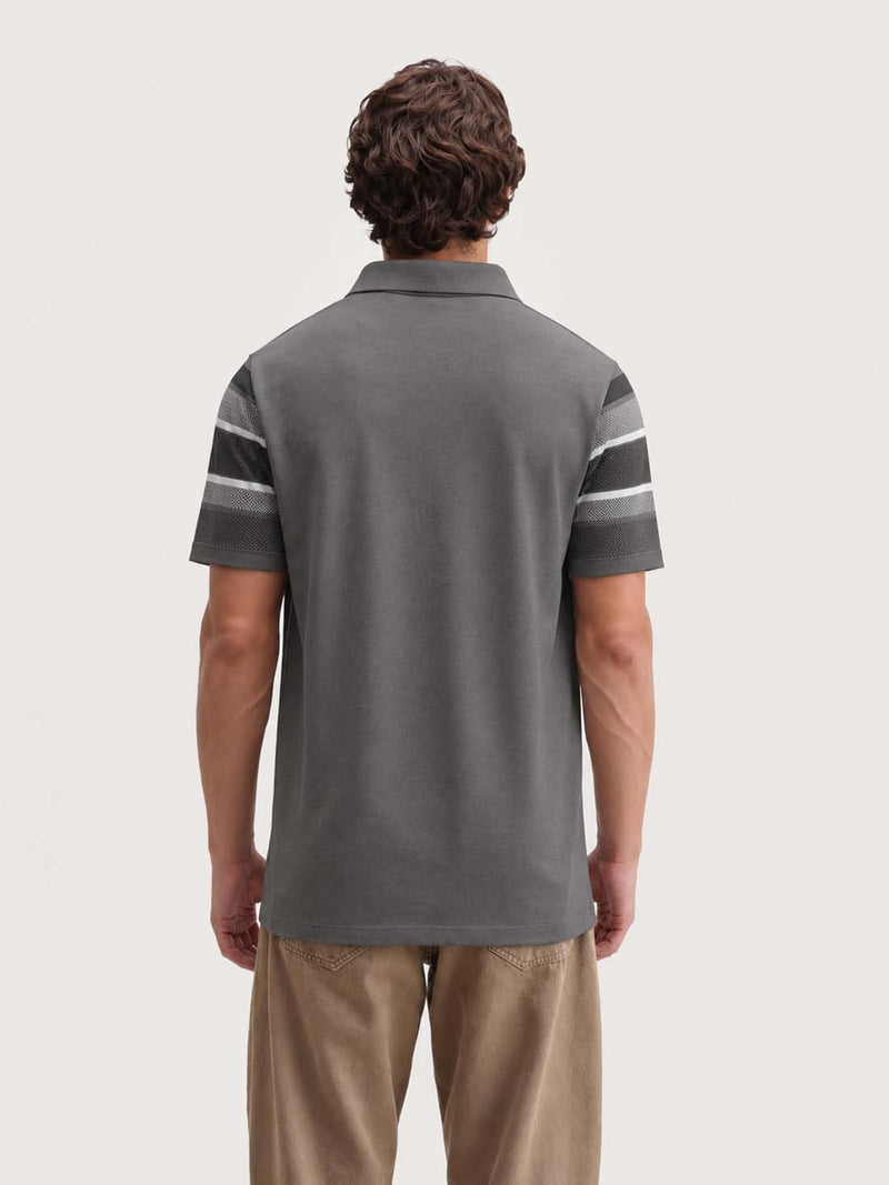 Men’s Premium Textured Polo with Striped Panel Design T-shirt