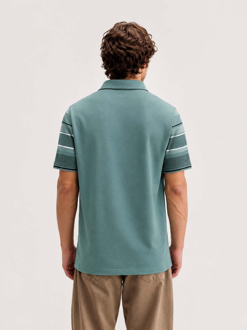 Men’s Premium Textured Polo with Striped Panel Design T-shirt