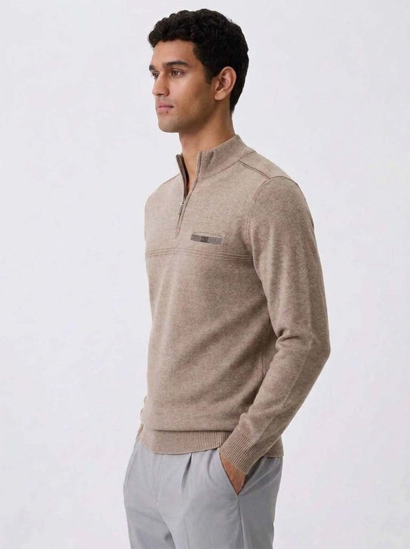 Men's Premium Half-Zip High Neck Knit T-shirt
