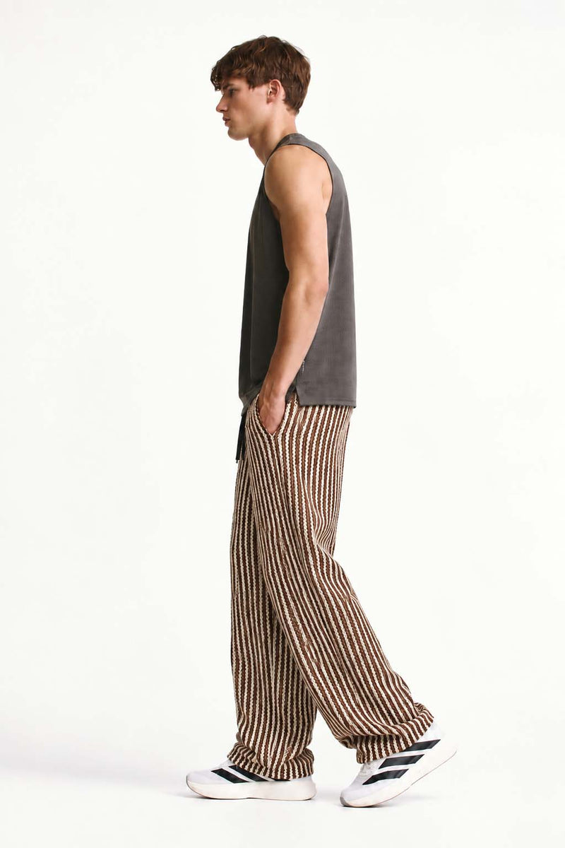 Men's Premium Regular Fit Textured Vertical Striped Track Pant