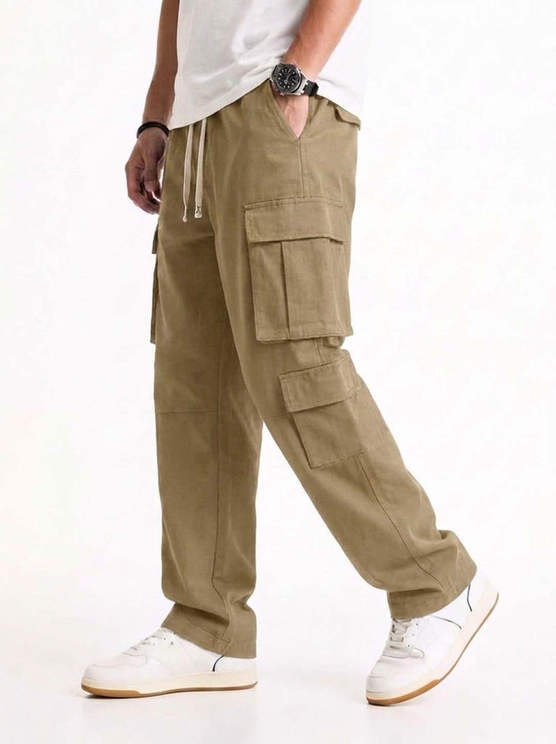 Men’s Premium Solid Relaxed Fit Utility Cargo Pants