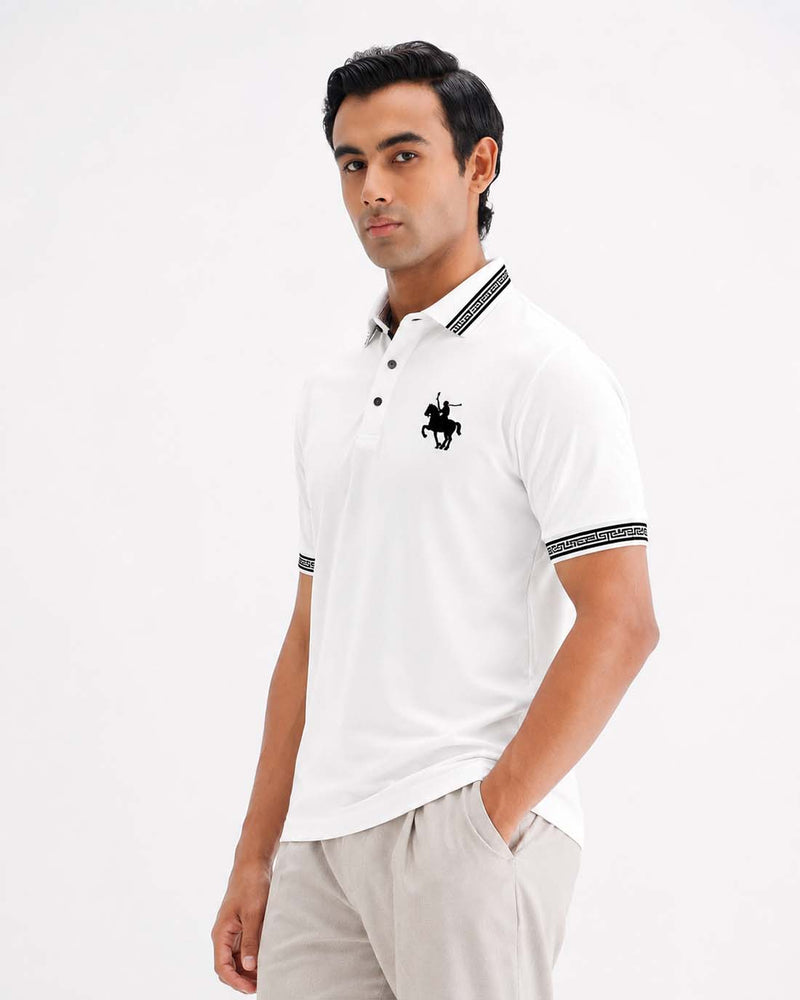Men’s Premium Cotton Polo Shirt with Contrast Greek Key Collar shirt