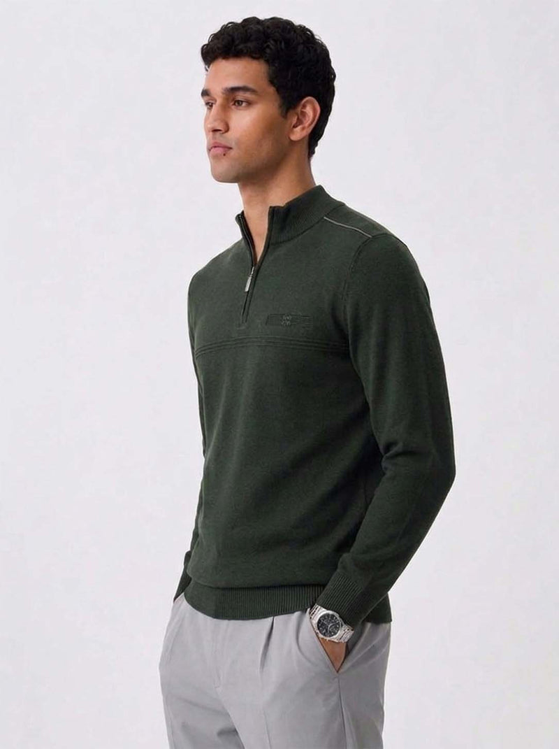 Men's Premium Half-Zip High Neck Knit T-shirt