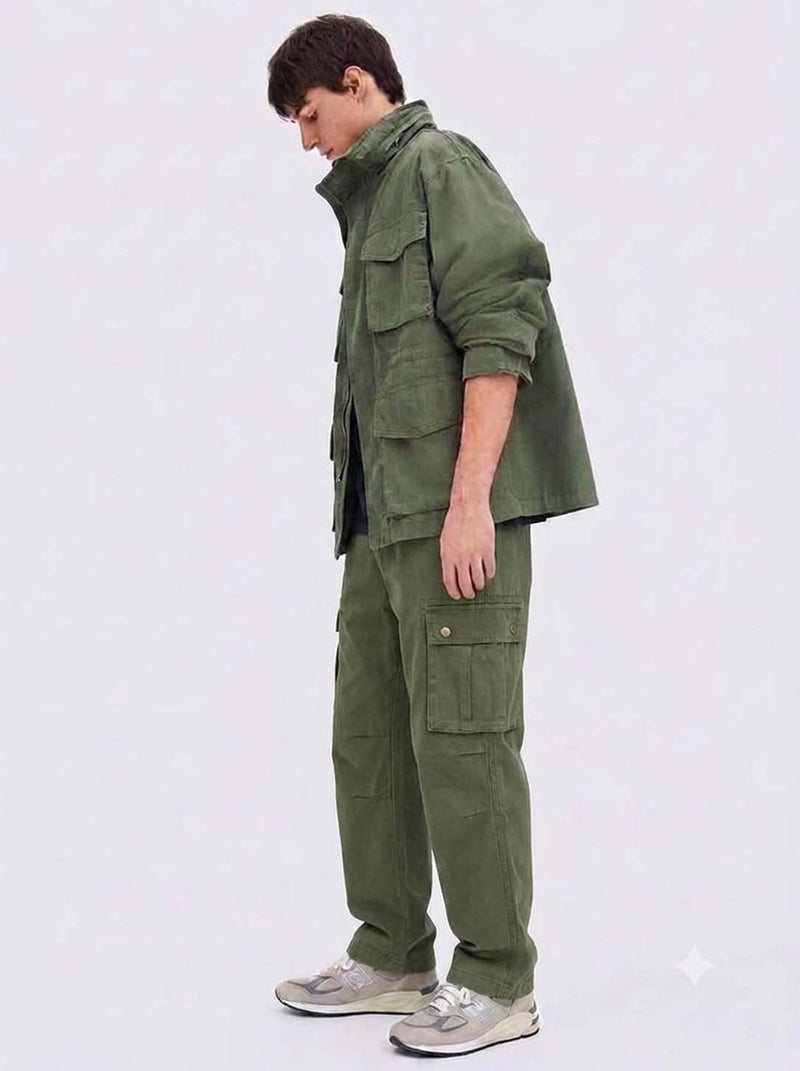 Men's Premium Relaxed Fit Casual Pants with Flap Pockets Cargo
