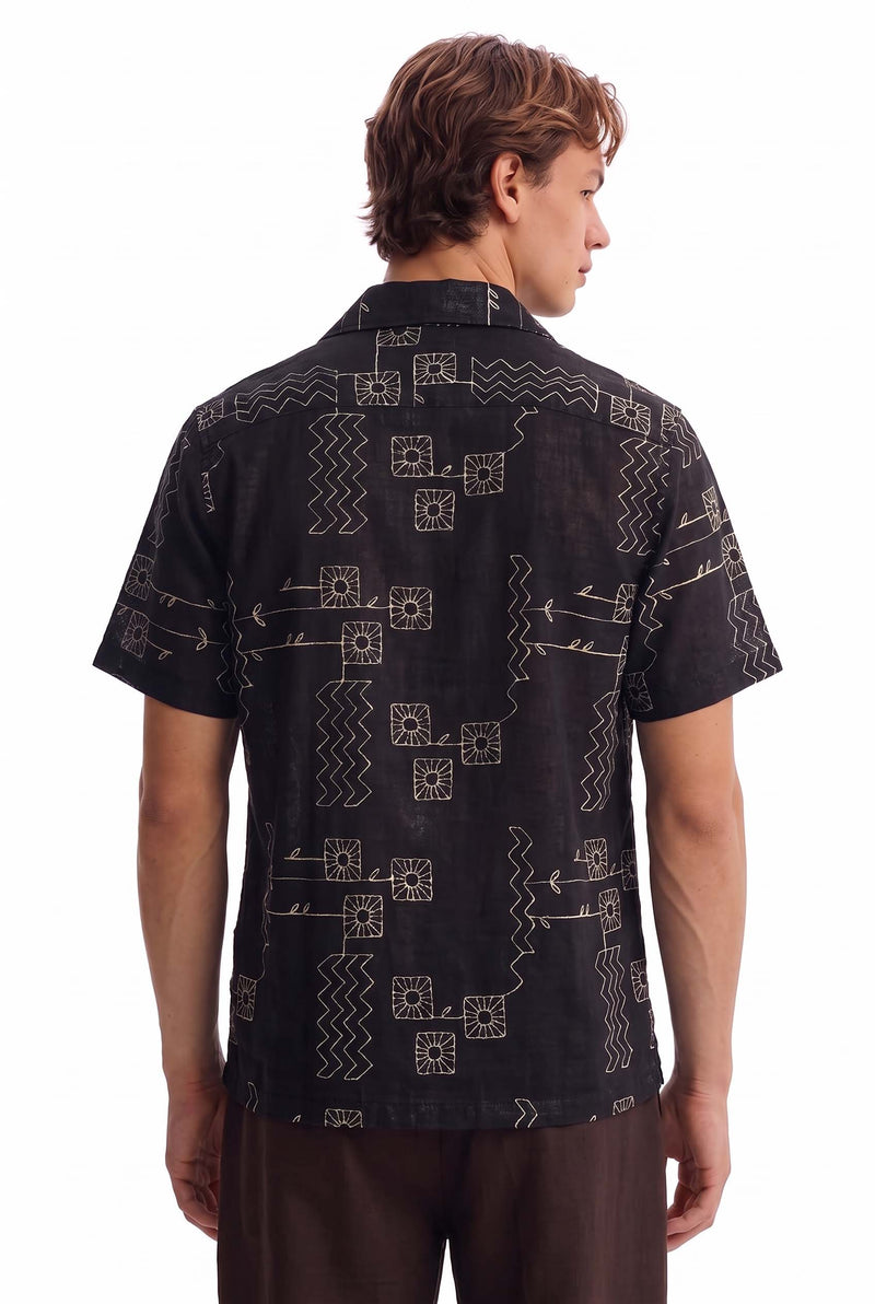 Men's Premium Double-Breasted Printed Cuban Collar Shirt