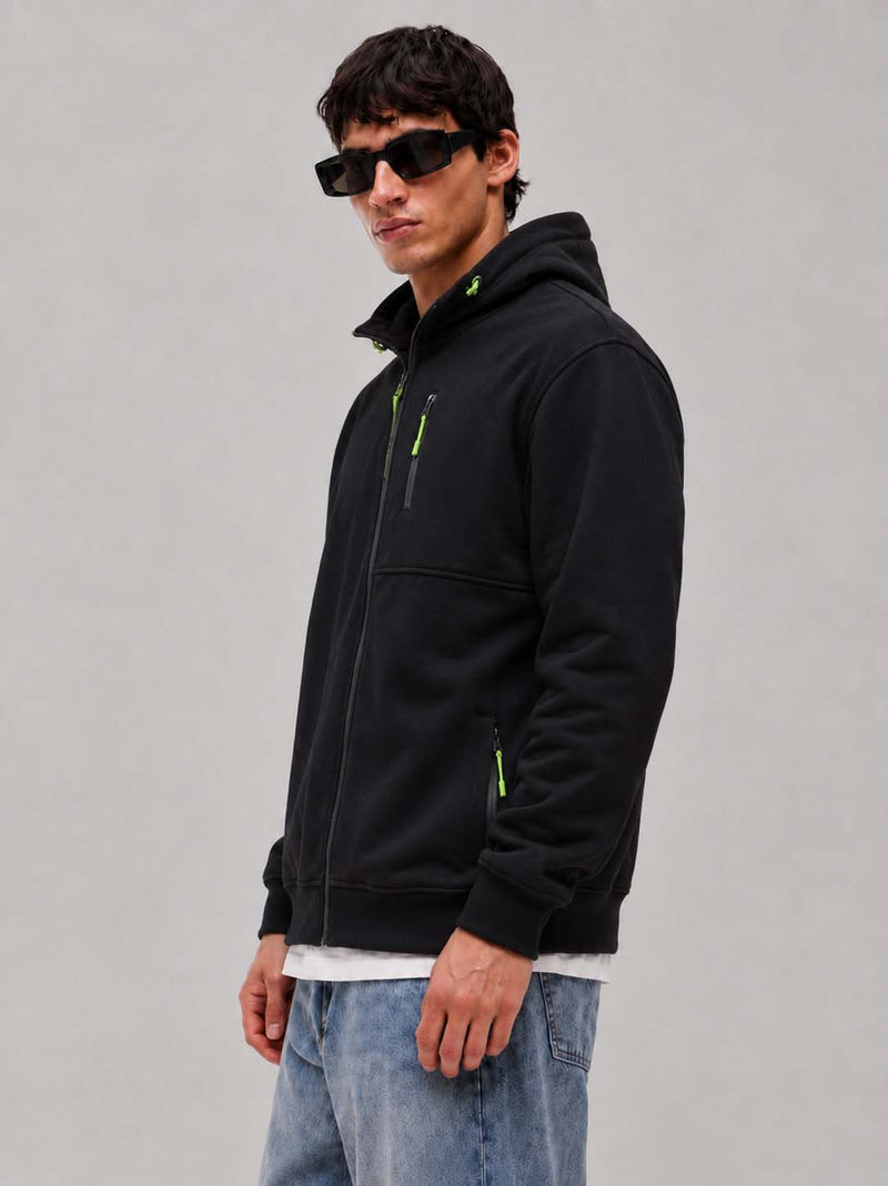 Men’s Premium Casual Full-Zip Fleece Hooded Jacket