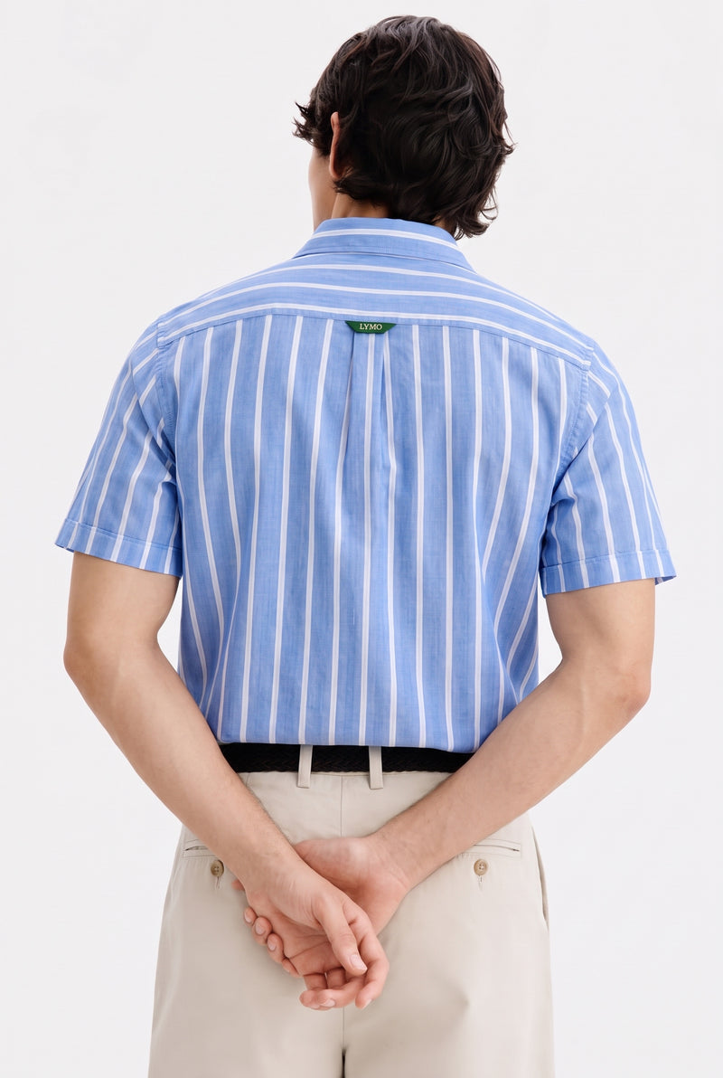Men's Premium Striped Short-Sleeve Cuban Collar Shirt