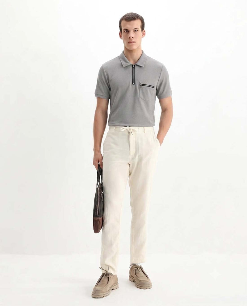 Men’s Premium Textured Half-Zip T-Shirt with Chest Pocket