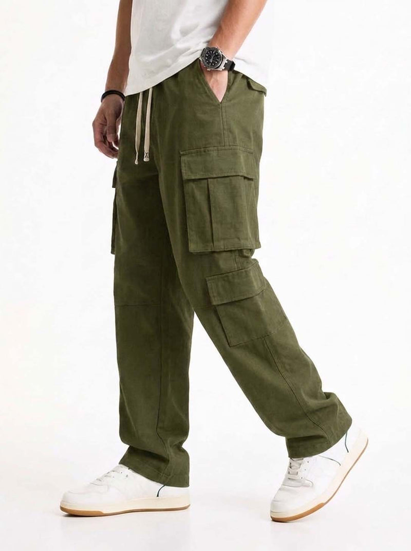 Men’s Premium Solid Relaxed Fit Utility Cargo Pants