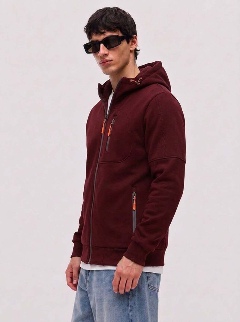 Men’s Premium Casual Full-Zip Fleece Hooded Jacket