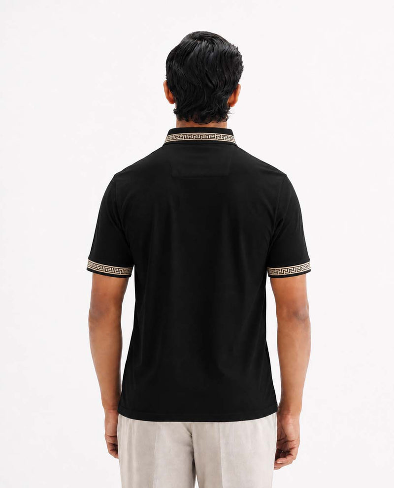 Men’s Premium Cotton Polo Shirt with Contrast Greek Key Collar shirt