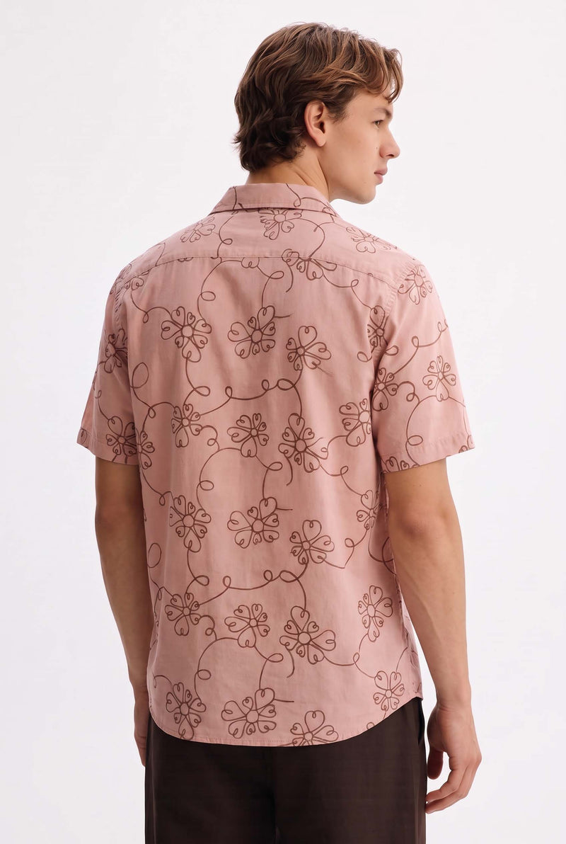 Men's Premium Line-Art Floral Printed Casual Shirt