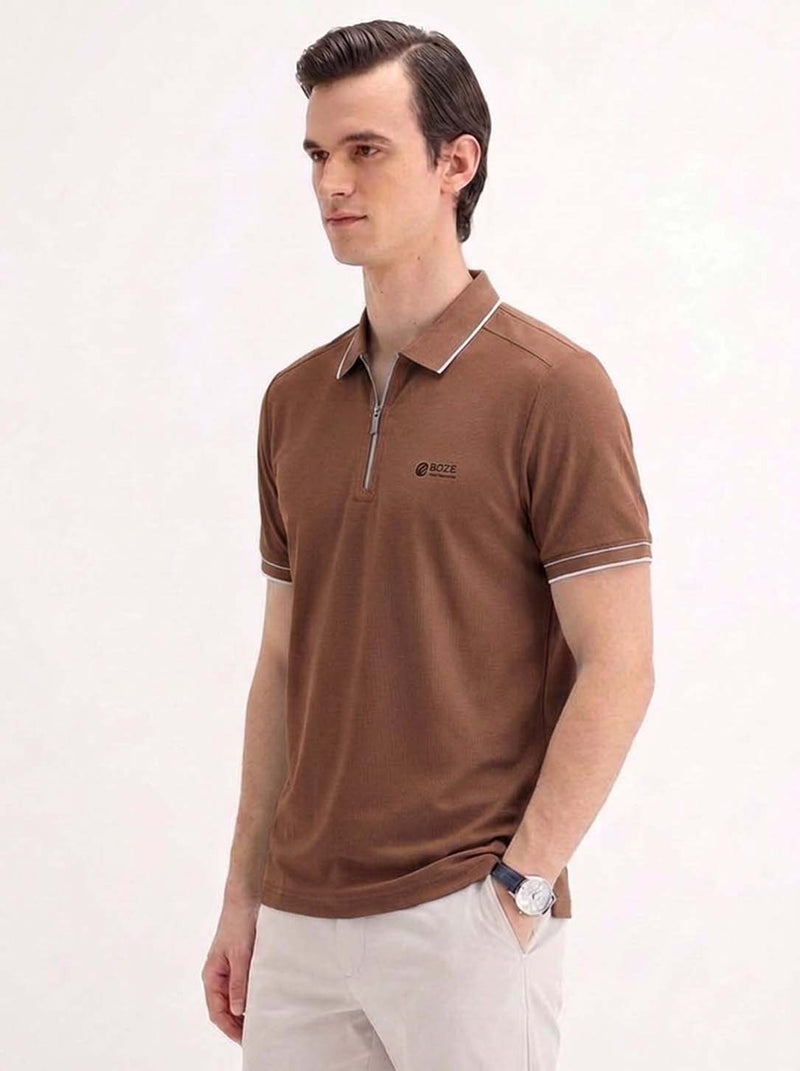 Men’s Premium Regular Fit Zippered Polo T-Shirt
