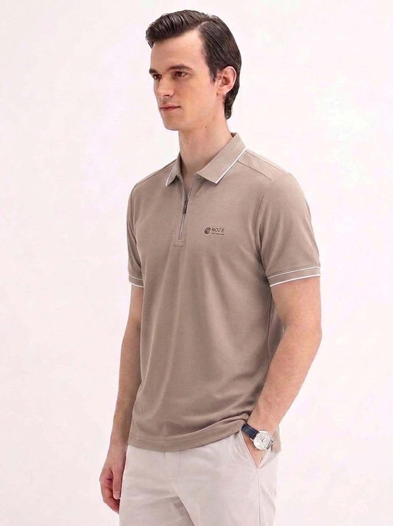 Men’s Premium Regular Fit Zippered Polo T-Shirt