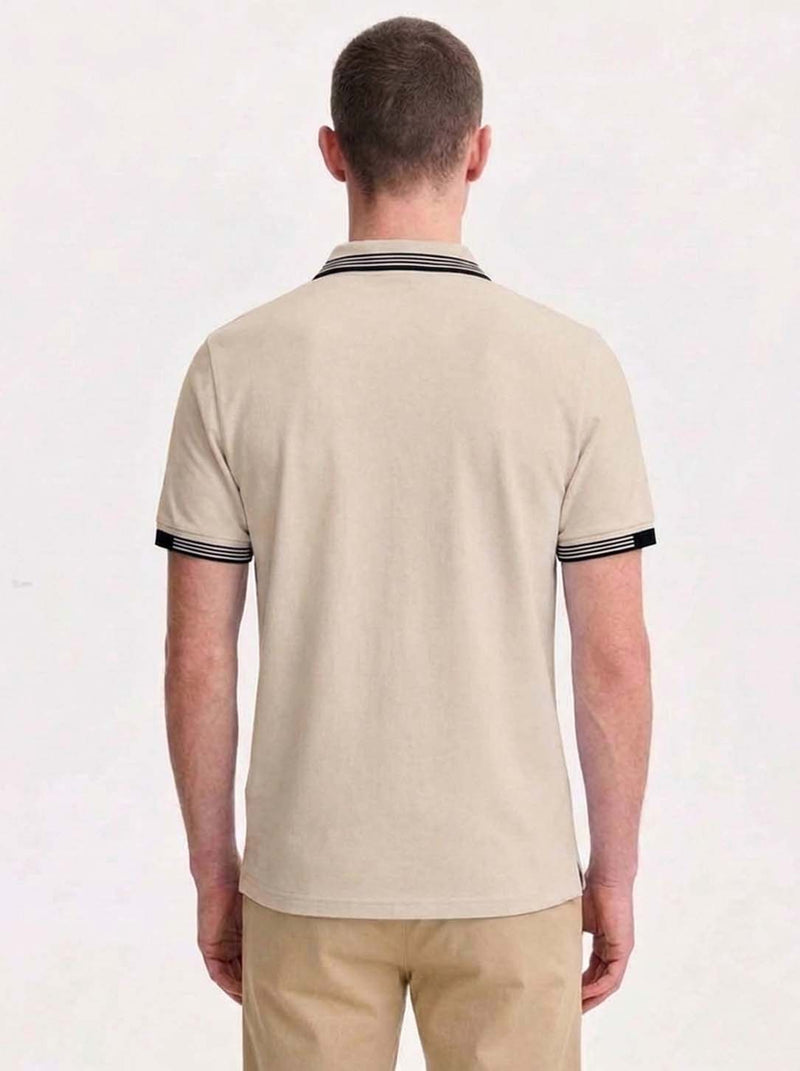 Men’s Premium Contrast Stripe Collar Polo T-Shirt
