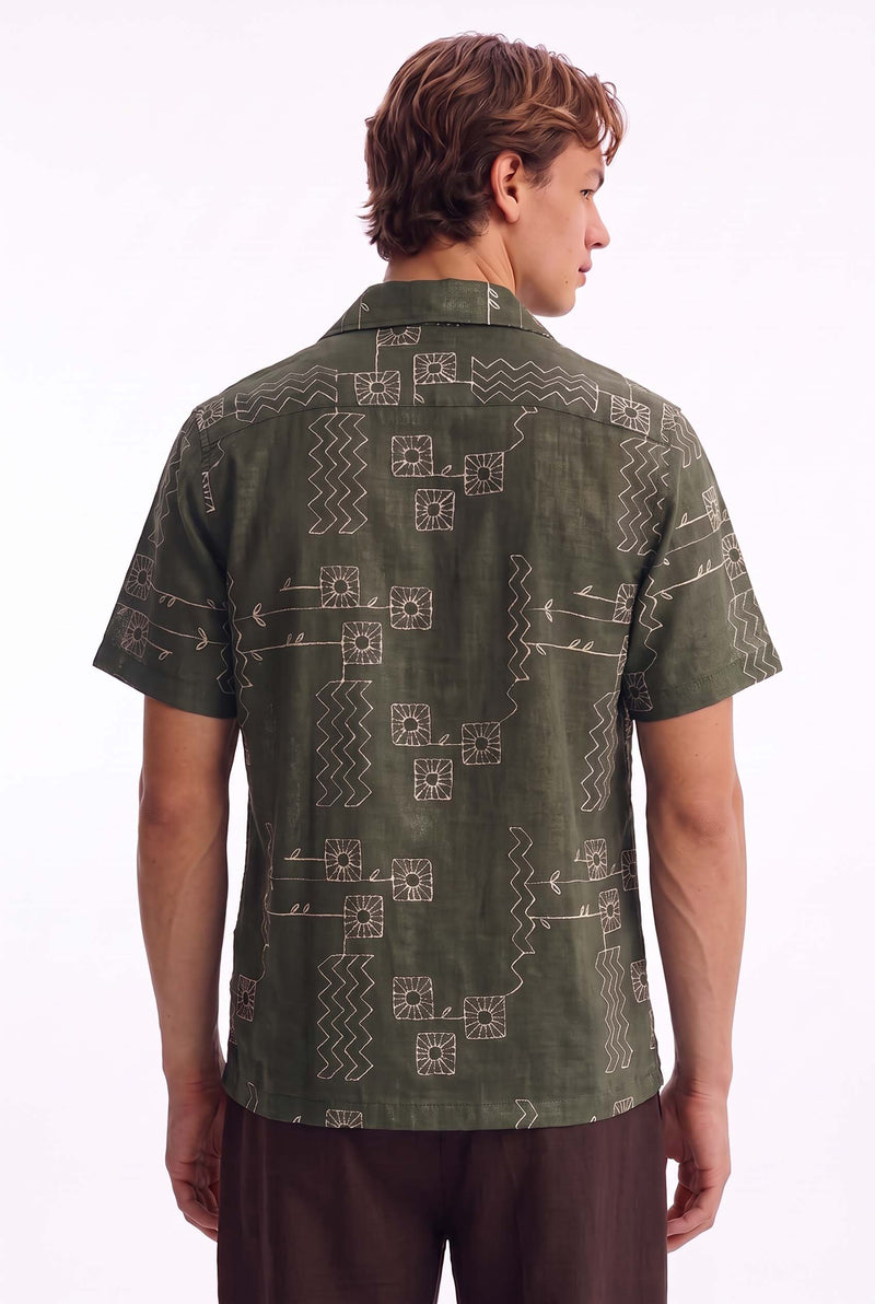 Men's Premium Double-Breasted Printed Cuban Collar Shirt
