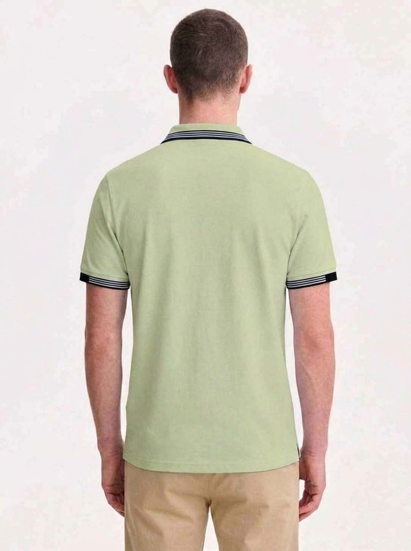 Men’s Premium Contrast Stripe Collar Polo T-Shirt