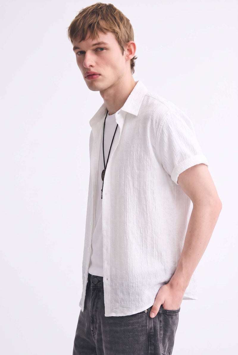Men's Premium Textured Short-Sleeve Casual Shirt