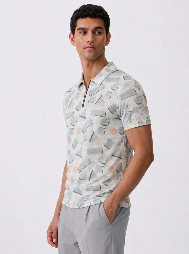 Men's Premium Printed Half-Zip Regular fit T-Shirt