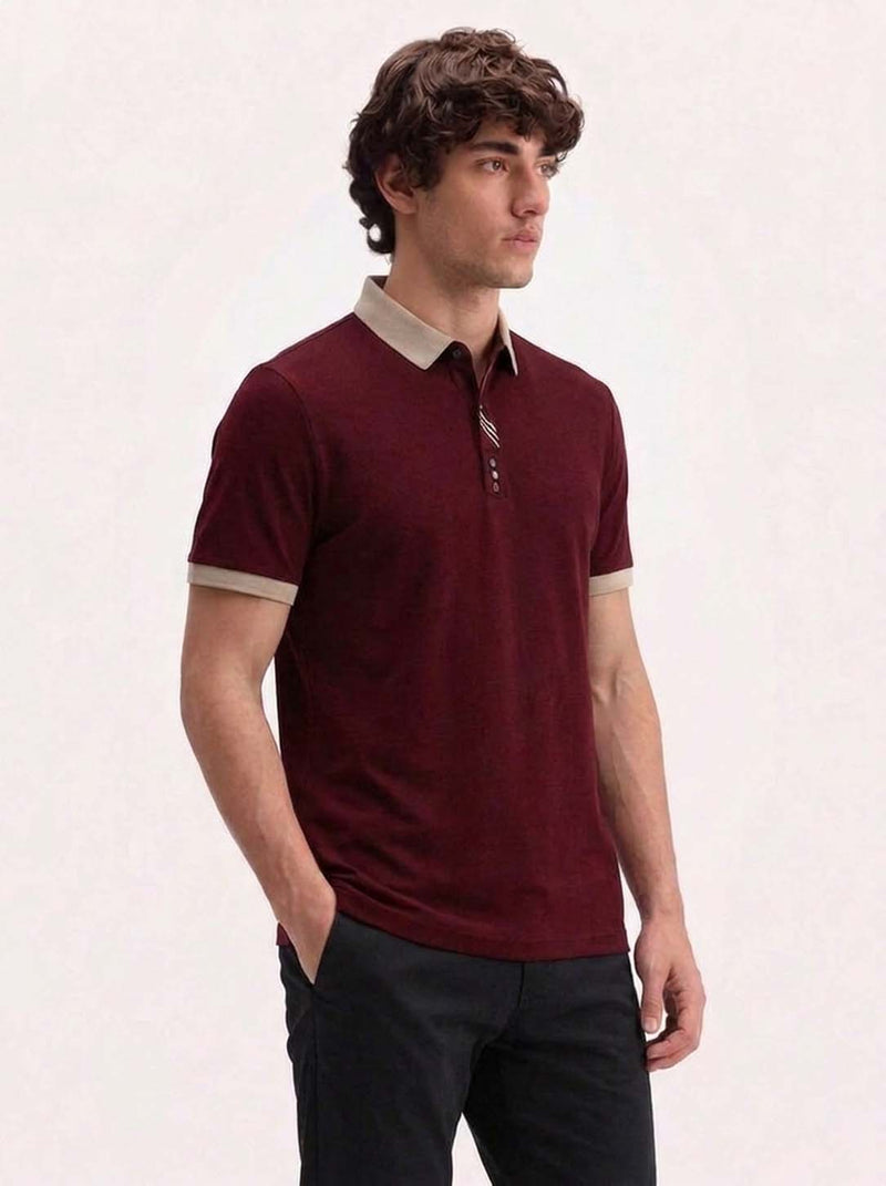 Men’s Premium Contrast Collar Polo T-Shirt