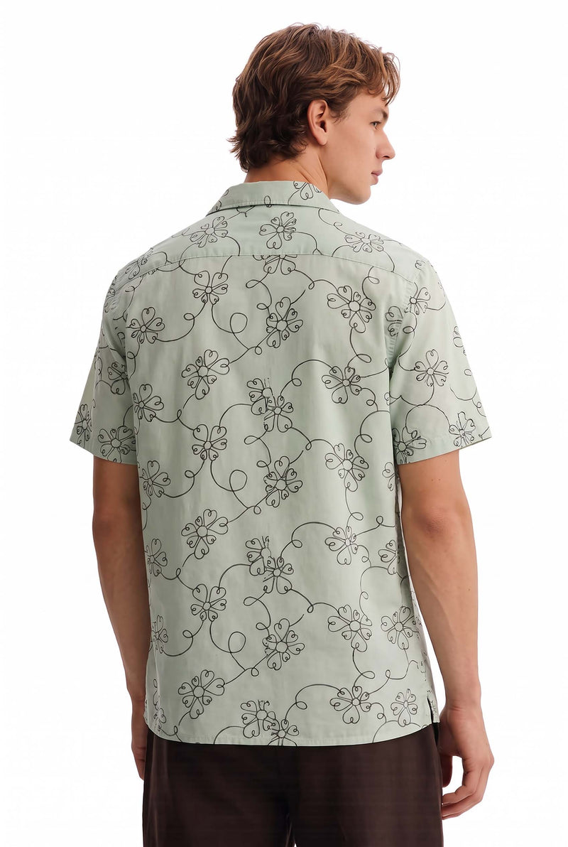 Men's Premium Line-Art Floral Printed Casual Shirt