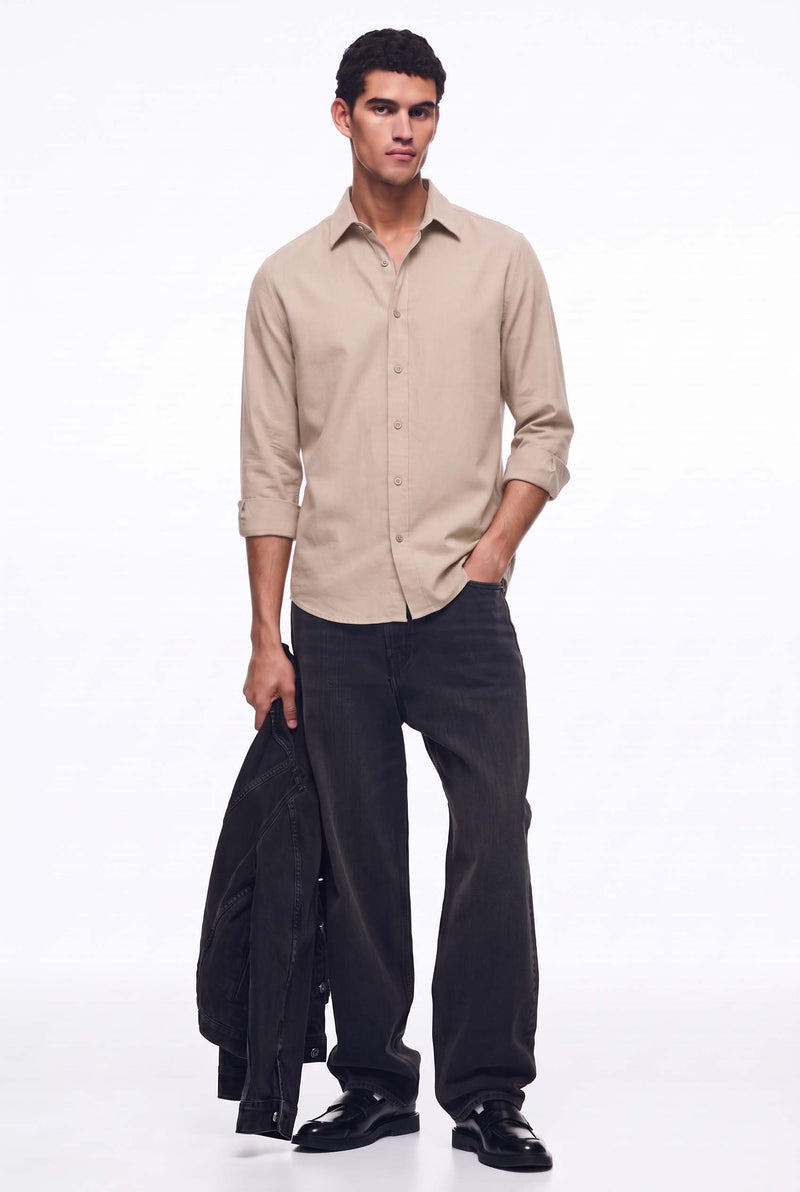 Men’s Premium Plain Regular fit Linen-Blend Shirt