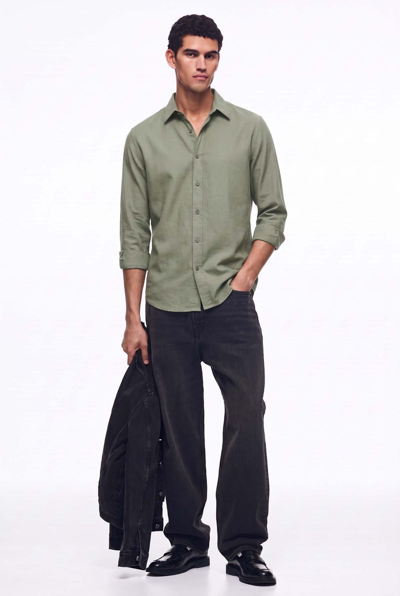 Men’s Premium Plain Regular fit Linen-Blend Shirt