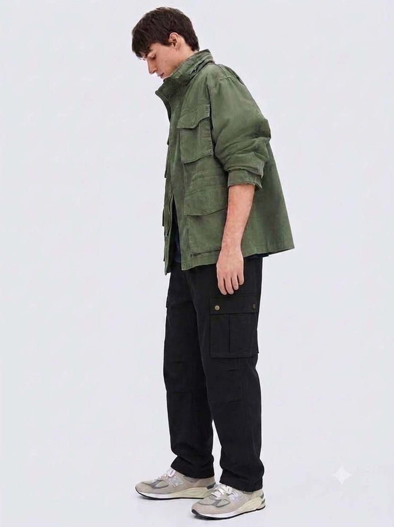 Men's Premium Relaxed Fit Casual Pants with Flap Pockets Cargo