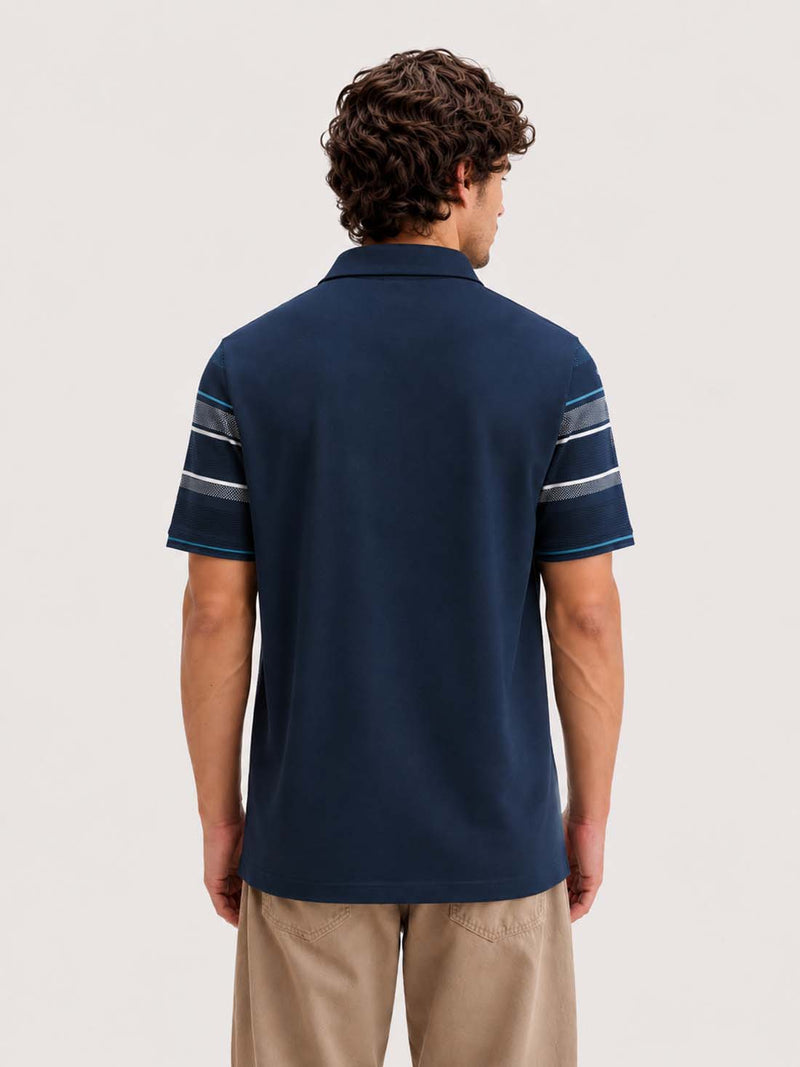 Men’s Premium Textured Polo with Striped Panel Design T-shirt