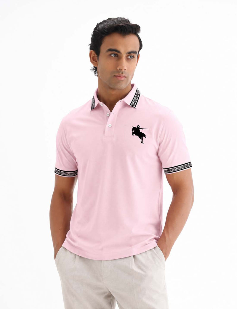 Men’s Premium Cotton Polo Shirt with Contrast Greek Key Collar shirt
