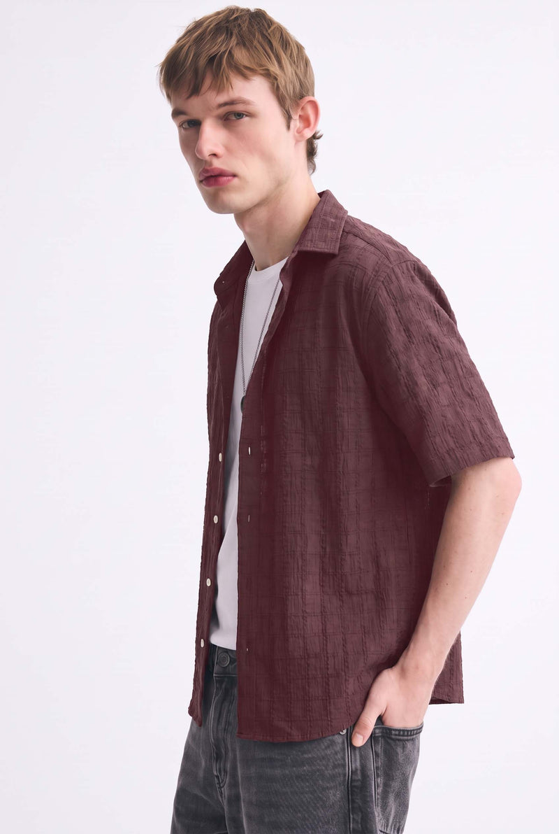Men's Premium Textured Short-Sleeve Casual Shirt