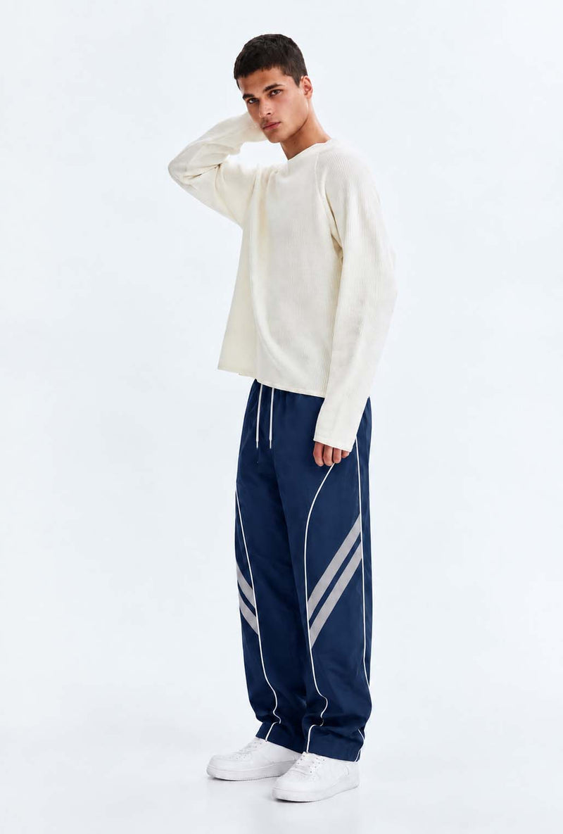 Men's Premium Piping Curved-Panel Track Pants