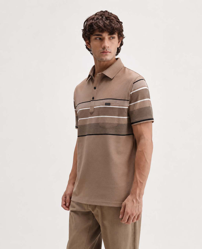 Men’s Premium Textured Polo with Striped Panel Design T-shirt